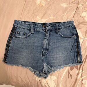 BDG Blue Jean Shorts High-Waisted Frayed Hem
